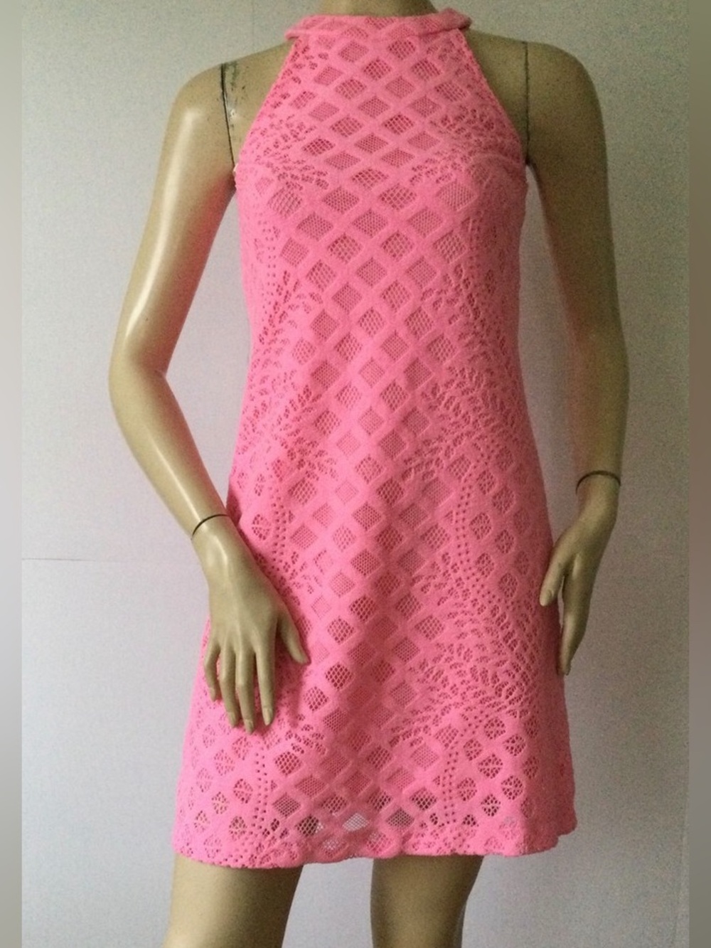 Lilly Pulitzer Rayanne Shift Pelican Pink Pineapple Geo Lace Size Med